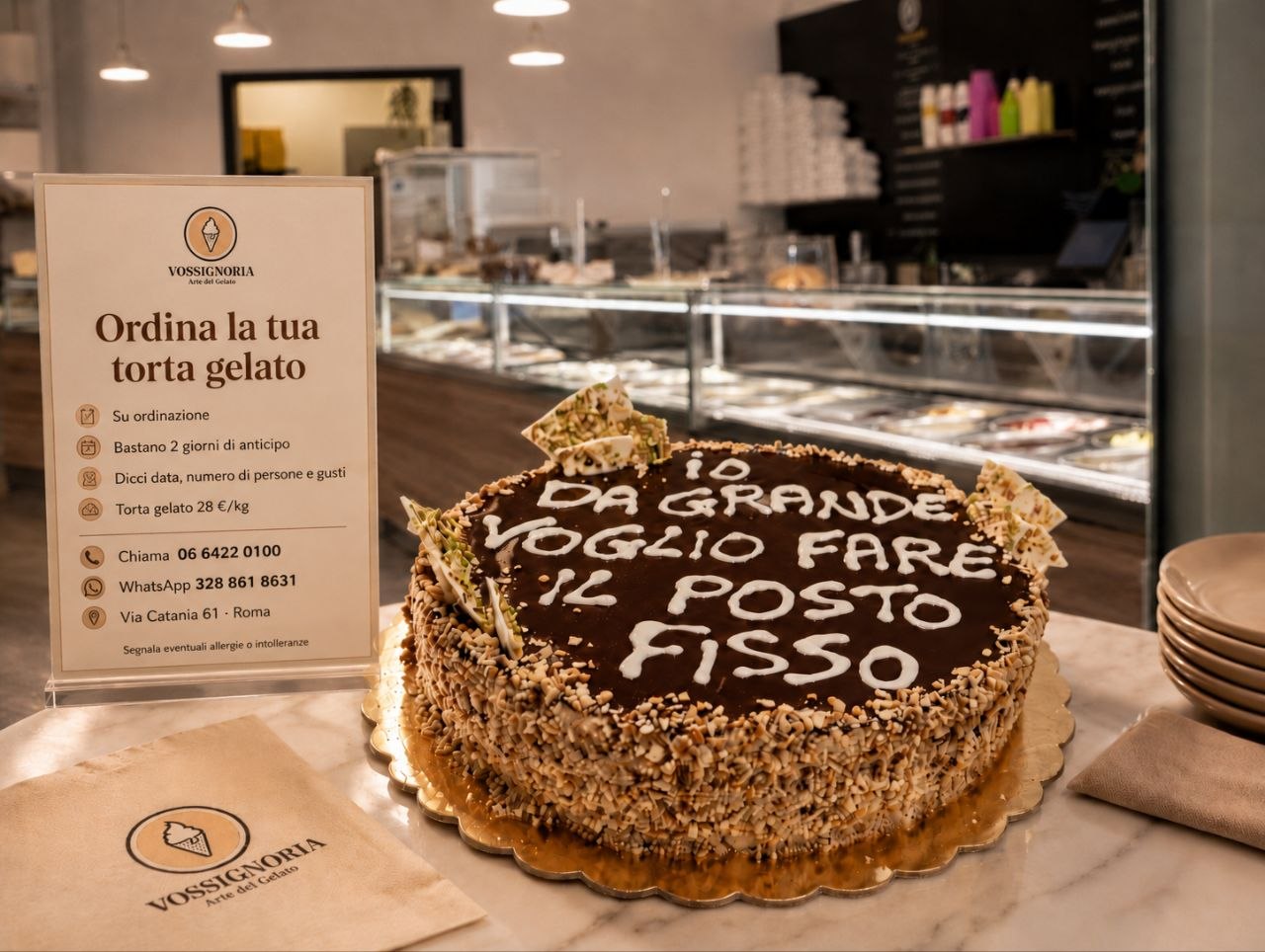 Torta gelato artigianale su ordinazione da Vossignoria in Via Catania 61, Piazza Bologna, Roma